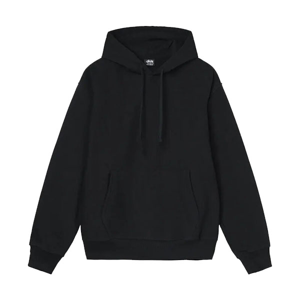 stussy back applique hoodie black